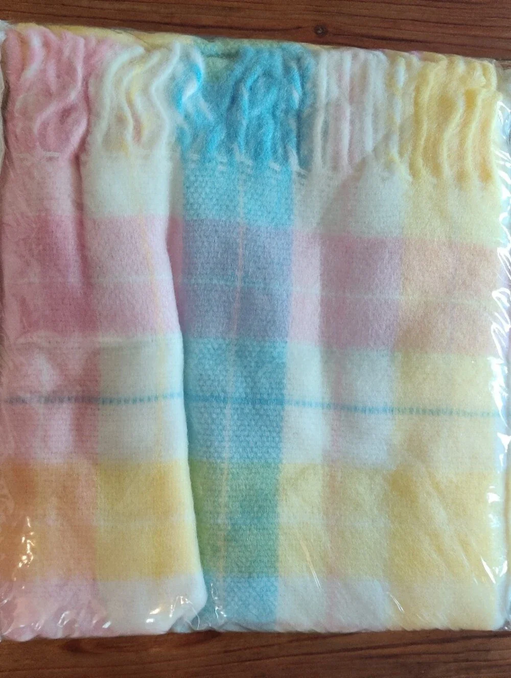 Amana Wollen Mill Baby Blanket Pastel Blanket 35 X 50 Thin Throw Yellow Pink